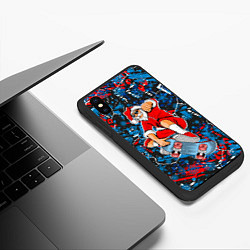 Чехол iPhone XS Max матовый Санта Клаус на скейтборде, цвет: 3D-черный — фото 2