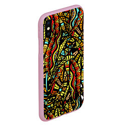 Чехол iPhone XS Max матовый Африканская живопись, цвет: 3D-розовый — фото 2