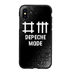 Чехол iPhone XS Max матовый Depeche Mode glitch на темном фоне, цвет: 3D-черный