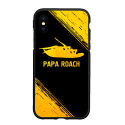 Чехол iPhone XS Max матовый Papa Roach - gold gradient, цвет: 3D-черный