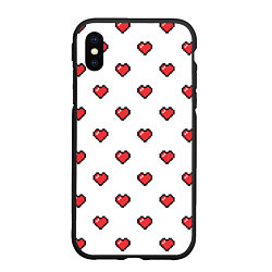 Чехол iPhone XS Max матовый Пиксельные сердца, цвет: 3D-черный