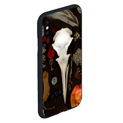 Чехол iPhone XS Max матовый Череп и физалис over, цвет: 3D-черный — фото 2