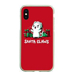 Чехол iPhone XS Max матовый Santa claws, цвет: 3D-салатовый