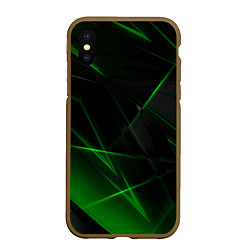 Чехол iPhone XS Max матовый Зелёные узоры текстура, цвет: 3D-коричневый