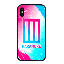 Чехол iPhone XS Max матовый Paramore neon gradient style, цвет: 3D-черный