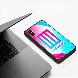 Чехол iPhone XS Max матовый Paramore neon gradient style, цвет: 3D-черный — фото 2