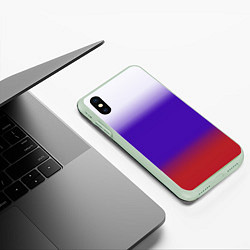 Чехол iPhone XS Max матовый Градиент российского флаг, цвет: 3D-салатовый — фото 2