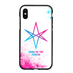 Чехол iPhone XS Max матовый Bring Me the Horizon neon gradient style, цвет: 3D-черный