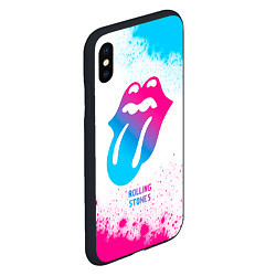 Чехол iPhone XS Max матовый Rolling Stones neon gradient style, цвет: 3D-черный — фото 2