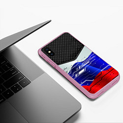 Чехол iPhone XS Max матовый Стёганные ромбы: русский хакер, цвет: 3D-розовый — фото 2