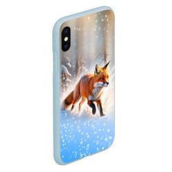 Чехол iPhone XS Max матовый Лиса на зимней охоте, цвет: 3D-голубой — фото 2