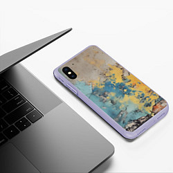 Чехол iPhone XS Max матовый Гранжевая стена с краской, цвет: 3D-светло-сиреневый — фото 2