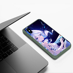 Чехол iPhone XS Max матовый Genshin Impact Furina, цвет: 3D-темно-зеленый — фото 2