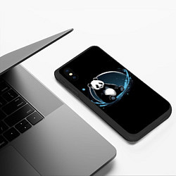 Чехол iPhone XS Max матовый Панда сидит, цвет: 3D-черный — фото 2