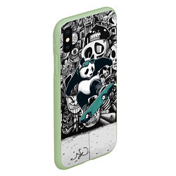 Чехол iPhone XS Max матовый Скейтбордист панда на фоне граффити, цвет: 3D-салатовый — фото 2