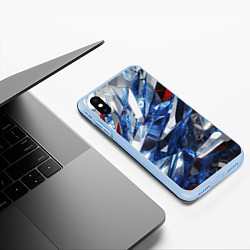 Чехол iPhone XS Max матовый Абстрактные осколки стеклянных кристалов, цвет: 3D-голубой — фото 2