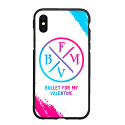 Чехол iPhone XS Max матовый Bullet For My Valentine neon gradient style, цвет: 3D-черный