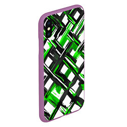 Чехол iPhone XS Max матовый Зелёные и чёрные мазки, цвет: 3D-фиолетовый — фото 2