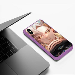 Чехол iPhone XS Max матовый Genshin Impact Нёвиллет, цвет: 3D-фиолетовый — фото 2