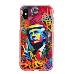 Чехол iPhone XS Max матовый Дональд Трамп - граффити - нейросеть, цвет: 3D-баблгам