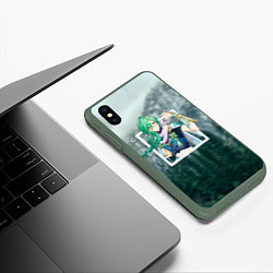 Чехол iPhone XS Max матовый Бай Чжу на фоне природы, цвет: 3D-темно-зеленый — фото 2