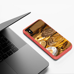Чехол iPhone XS Max матовый Виртуальные монеты, цвет: 3D-красный — фото 2
