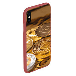 Чехол iPhone XS Max матовый Виртуальные монеты, цвет: 3D-красный — фото 2