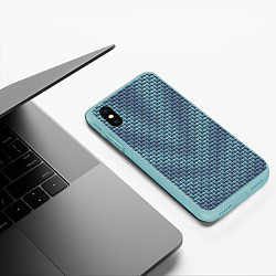 Чехол iPhone XS Max матовый Текстура саржевого переплетения, цвет: 3D-мятный — фото 2