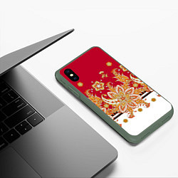 Чехол iPhone XS Max матовый Сказочный цветочный узор, цвет: 3D-темно-зеленый — фото 2