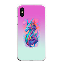 Чехол iPhone XS Max матовый Funny dragon - ai art, цвет: 3D-белый