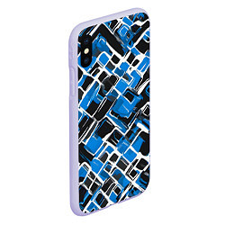 Чехол iPhone XS Max матовый Синие фигуры и белые линии, цвет: 3D-светло-сиреневый — фото 2