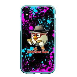 Чехол iPhone XS Max матовый Chicken gun - neon, цвет: 3D-мятный