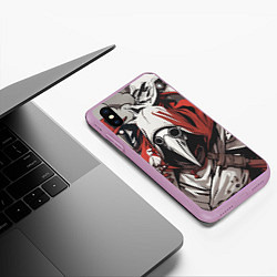 Чехол iPhone XS Max матовый Чумные доктора и птица, цвет: 3D-сиреневый — фото 2
