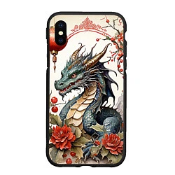 Чехол iPhone XS Max матовый Vintage dragon 2024, цвет: 3D-черный