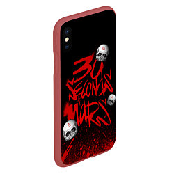 Чехол iPhone XS Max матовый Thirty seconds to mars skulls, цвет: 3D-красный — фото 2