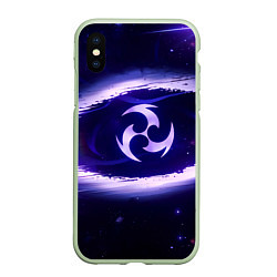 Чехол iPhone XS Max матовый Genshin Impact Raiden sign, цвет: 3D-салатовый