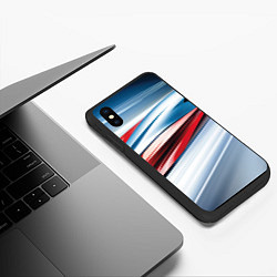 Чехол iPhone XS Max матовый Белая синяя красная абстракция, цвет: 3D-черный — фото 2