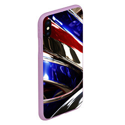 Чехол iPhone XS Max матовый Металлические абстрактные вставки, цвет: 3D-сиреневый — фото 2
