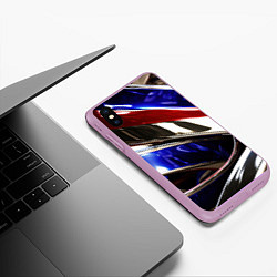 Чехол iPhone XS Max матовый Металлические абстрактные вставки, цвет: 3D-сиреневый — фото 2