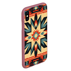 Чехол iPhone XS Max матовый Орнамент в стиле американских индейцев, цвет: 3D-малиновый — фото 2