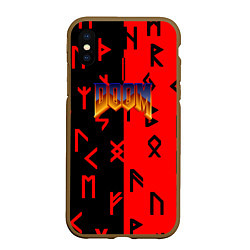 Чехол iPhone XS Max матовый Дум палач рока символика, цвет: 3D-коричневый