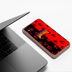 Чехол iPhone XS Max матовый Дум палач рока символика, цвет: 3D-коричневый — фото 2