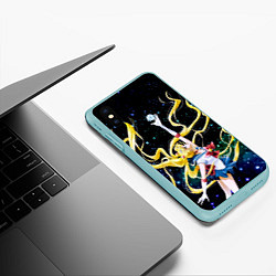 Чехол iPhone XS Max матовый Сейлор Мун - космос, цвет: 3D-мятный — фото 2