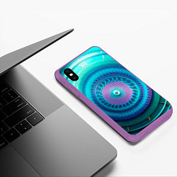 Чехол iPhone XS Max матовый Фрактальная абстракция 3, цвет: 3D-фиолетовый — фото 2