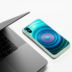 Чехол iPhone XS Max матовый Фрактальная абстракция 3, цвет: 3D-салатовый — фото 2