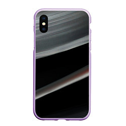 Чехол iPhone XS Max матовый Black grey abstract, цвет: 3D-сиреневый
