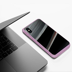 Чехол iPhone XS Max матовый Black grey abstract, цвет: 3D-сиреневый — фото 2