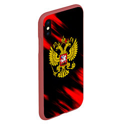 Чехол iPhone XS Max матовый Герб РФ патриотический краски, цвет: 3D-красный — фото 2