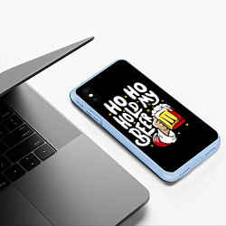 Чехол iPhone XS Max матовый Ho - ho - hold my beer, цвет: 3D-голубой — фото 2