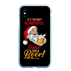 Чехол iPhone XS Max матовый It is the wonderful time for beer, цвет: 3D-голубой